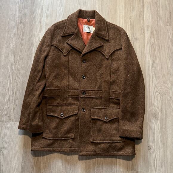 Men's Vintage 1950's H Bar C Ranchwear Brown Wool Cowboy Western Jacket Sz 42 L